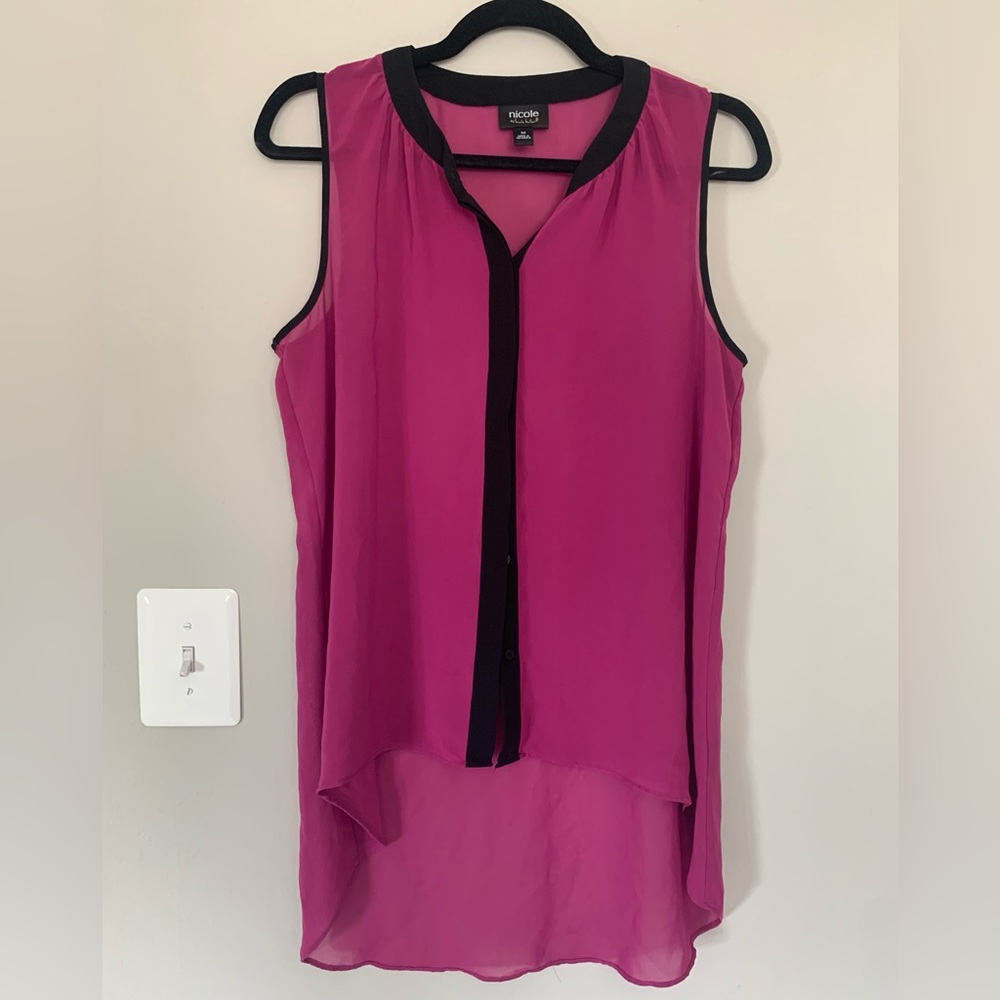 Nicole by Nicole Miller Magenta Sheer Blouse